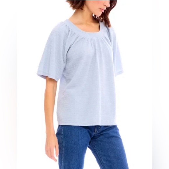 Bobeau soft blue Textured Blouse - Picture 3 of 3